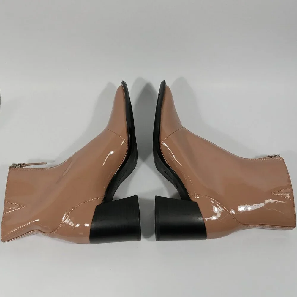 OPEN EDIT 'Chloe' Front Zip Carmel Color Tan Beige Boots Womens Size 7.5M - Picture 9 of 15